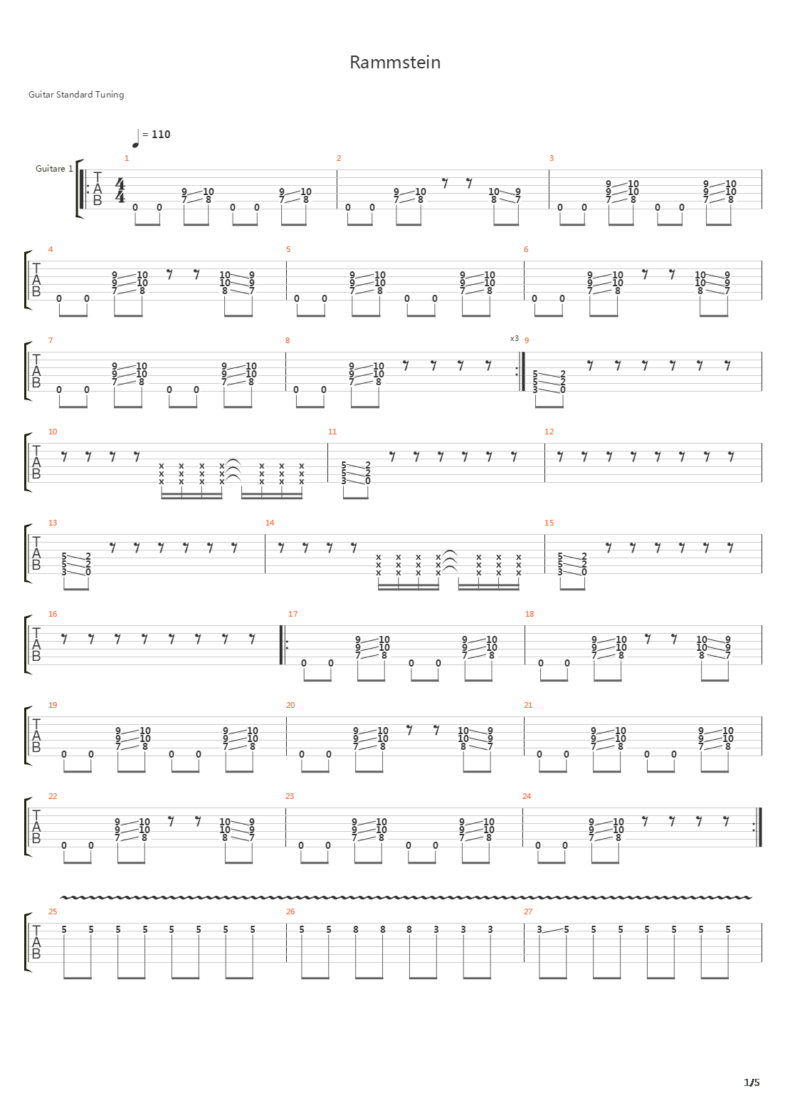 Rammstein吉他谱
