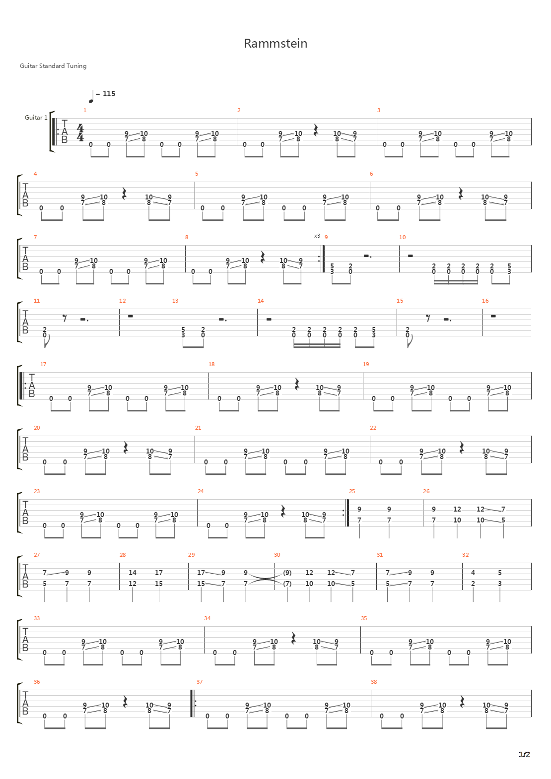 Rammstein吉他谱