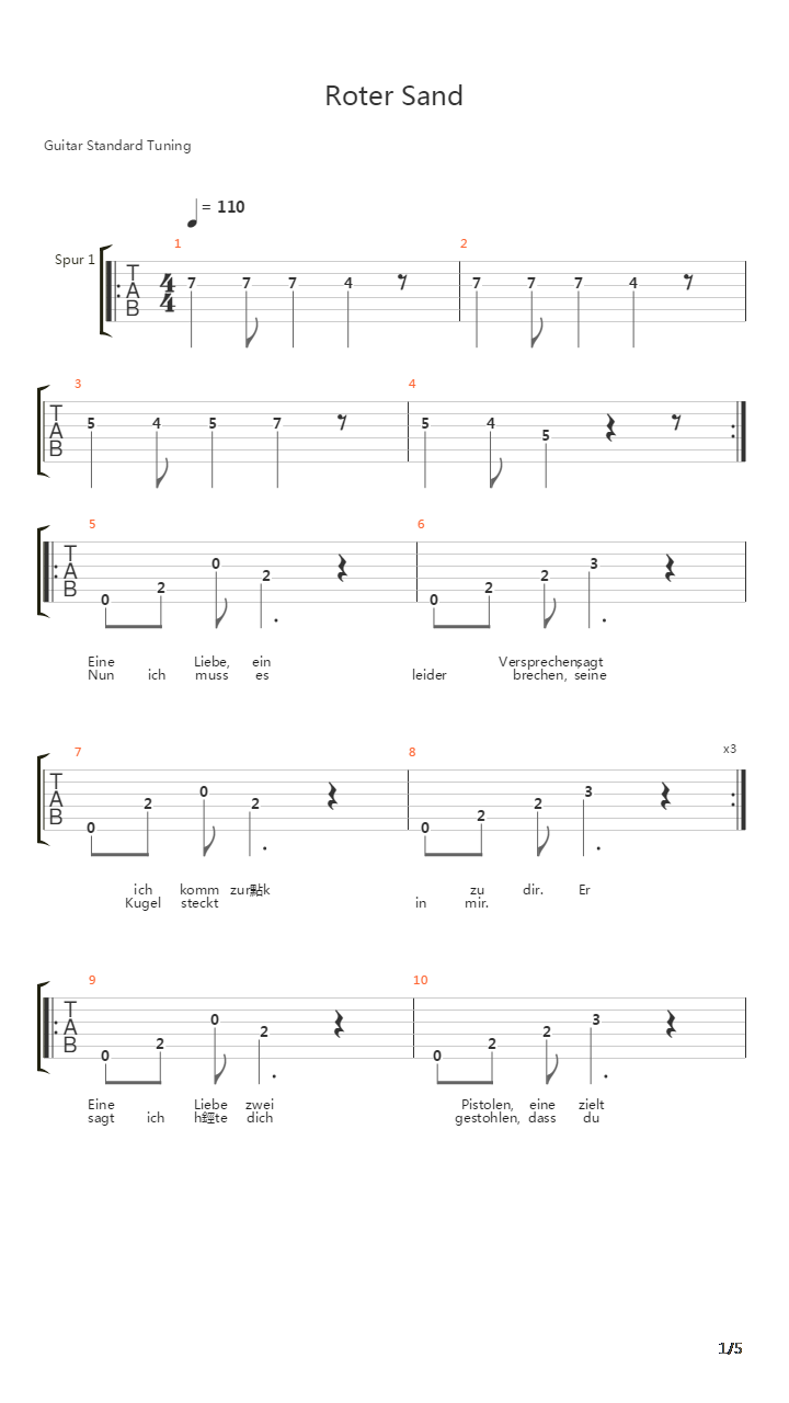 Roter Sand吉他谱