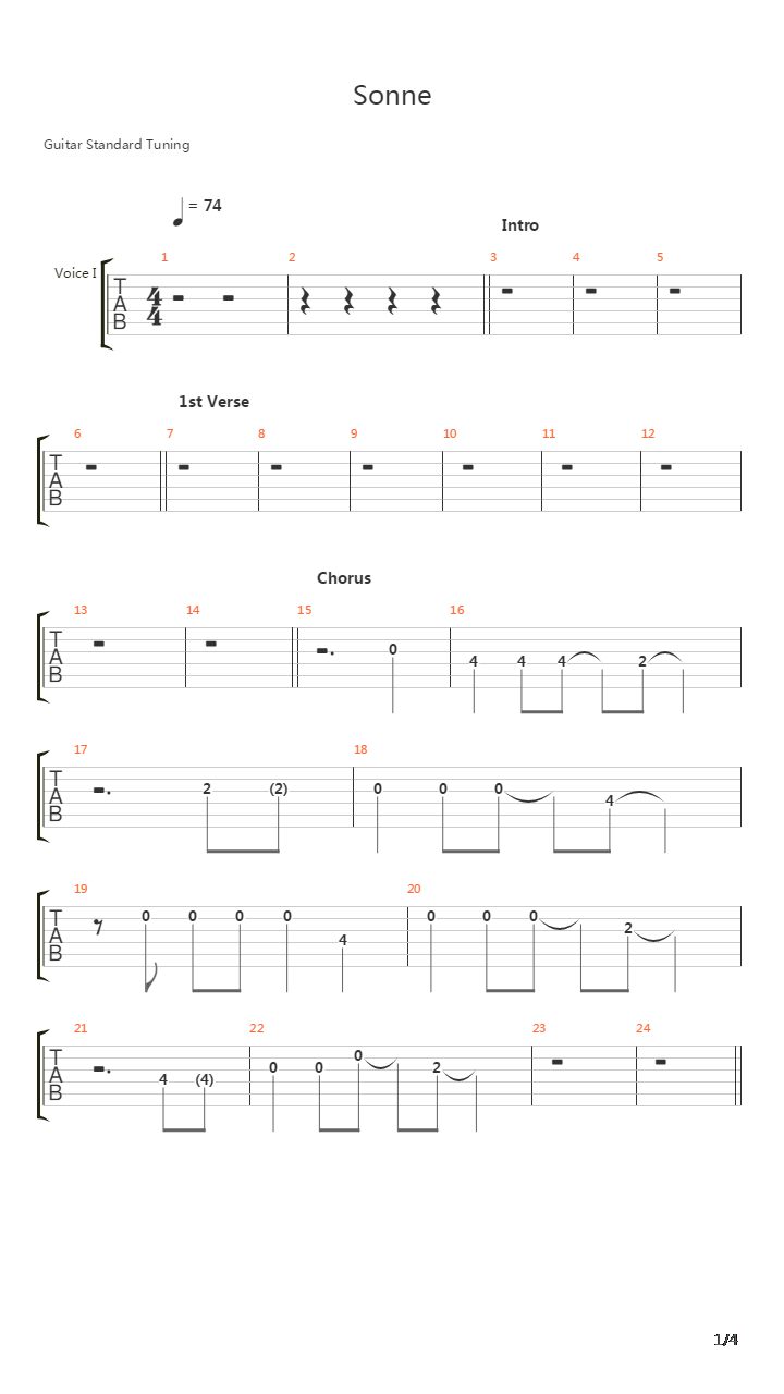 Sonne吉他谱