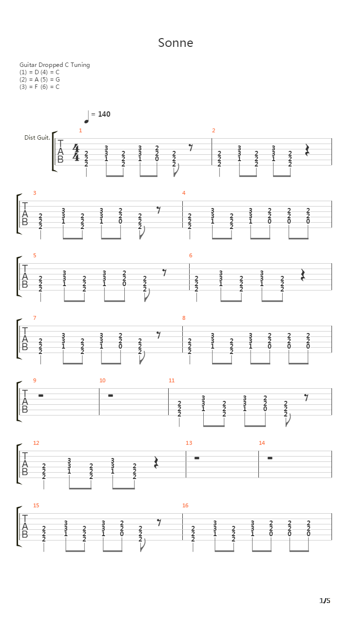 Sonne吉他谱