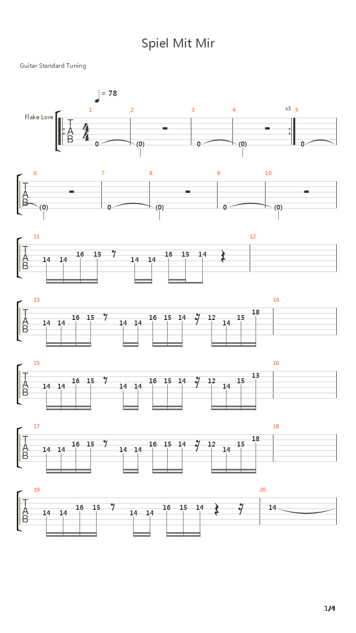 Spiel Mit Mir吉他谱