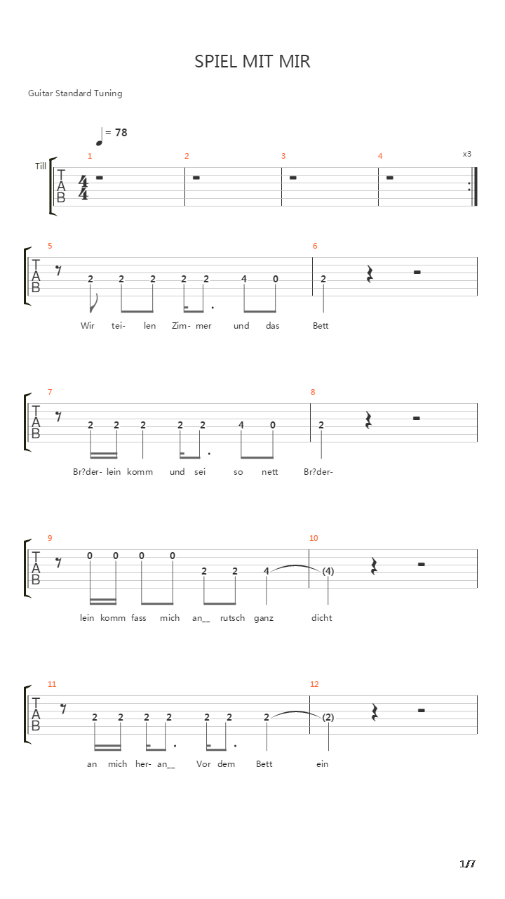 Spiel Mit Mir吉他谱