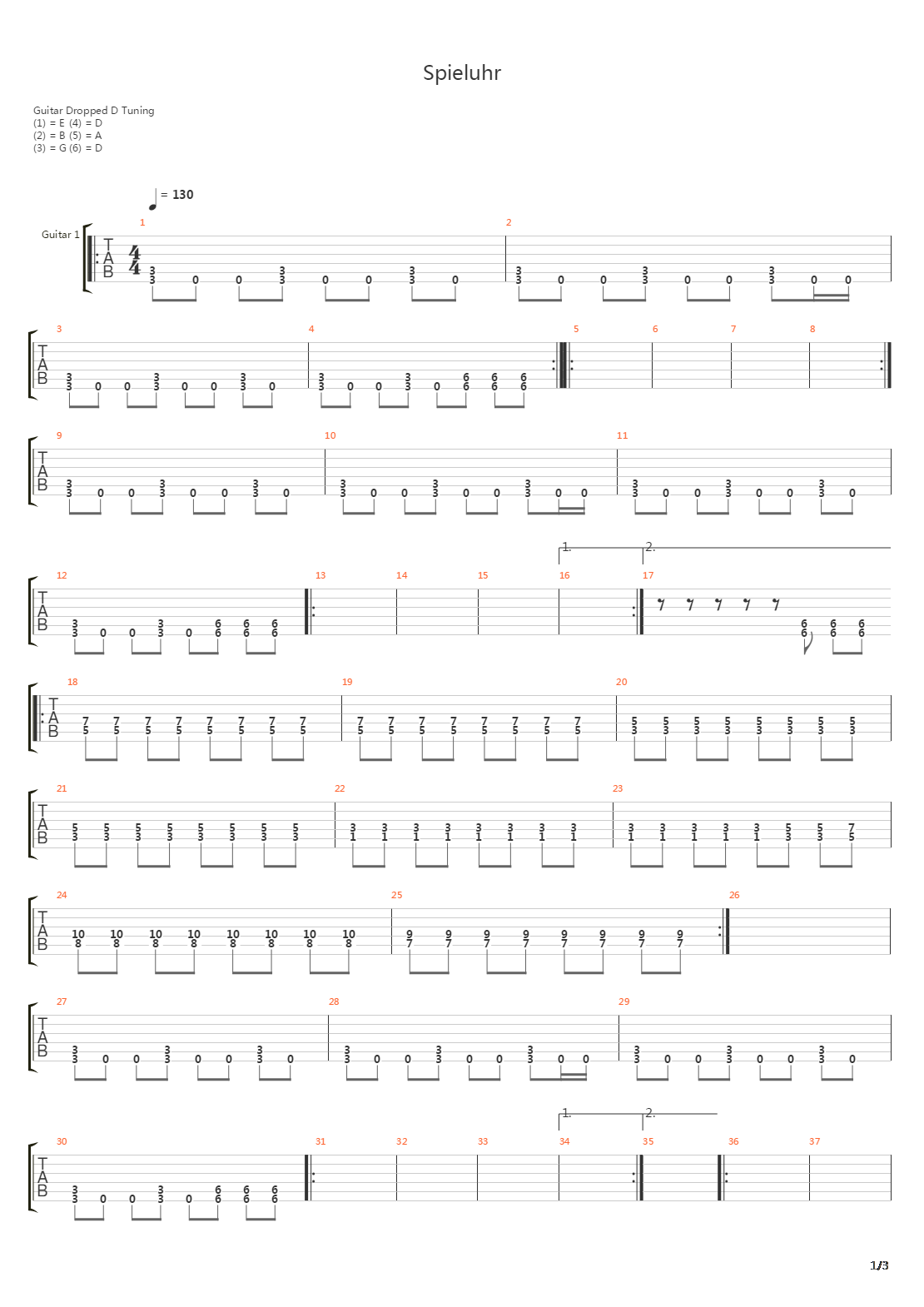 Spieluhr吉他谱