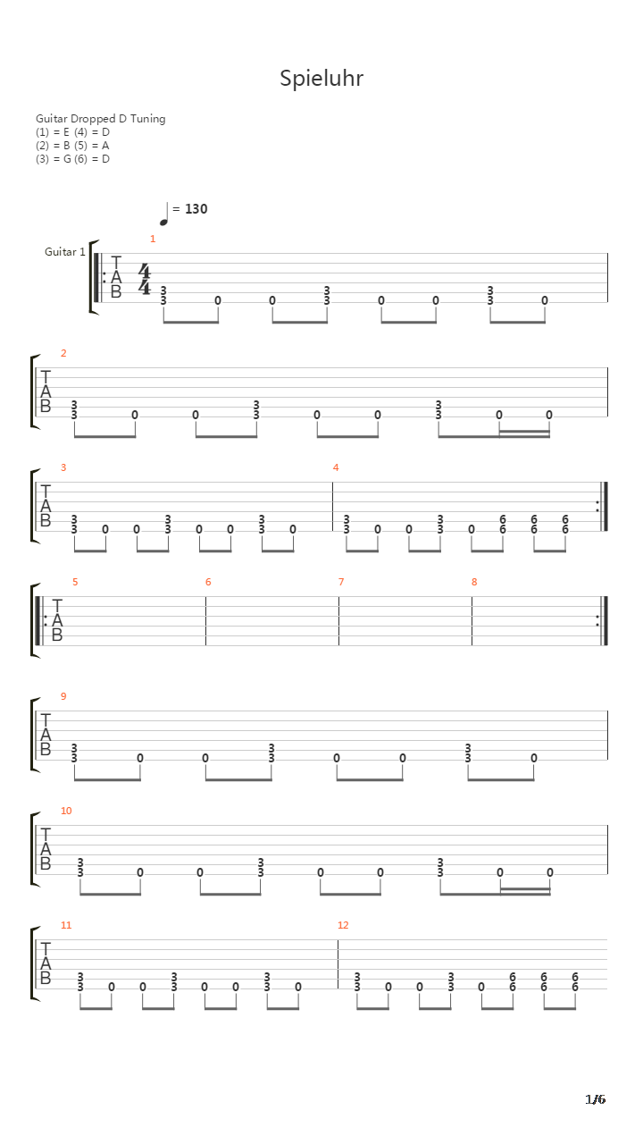 Spieluhr吉他谱