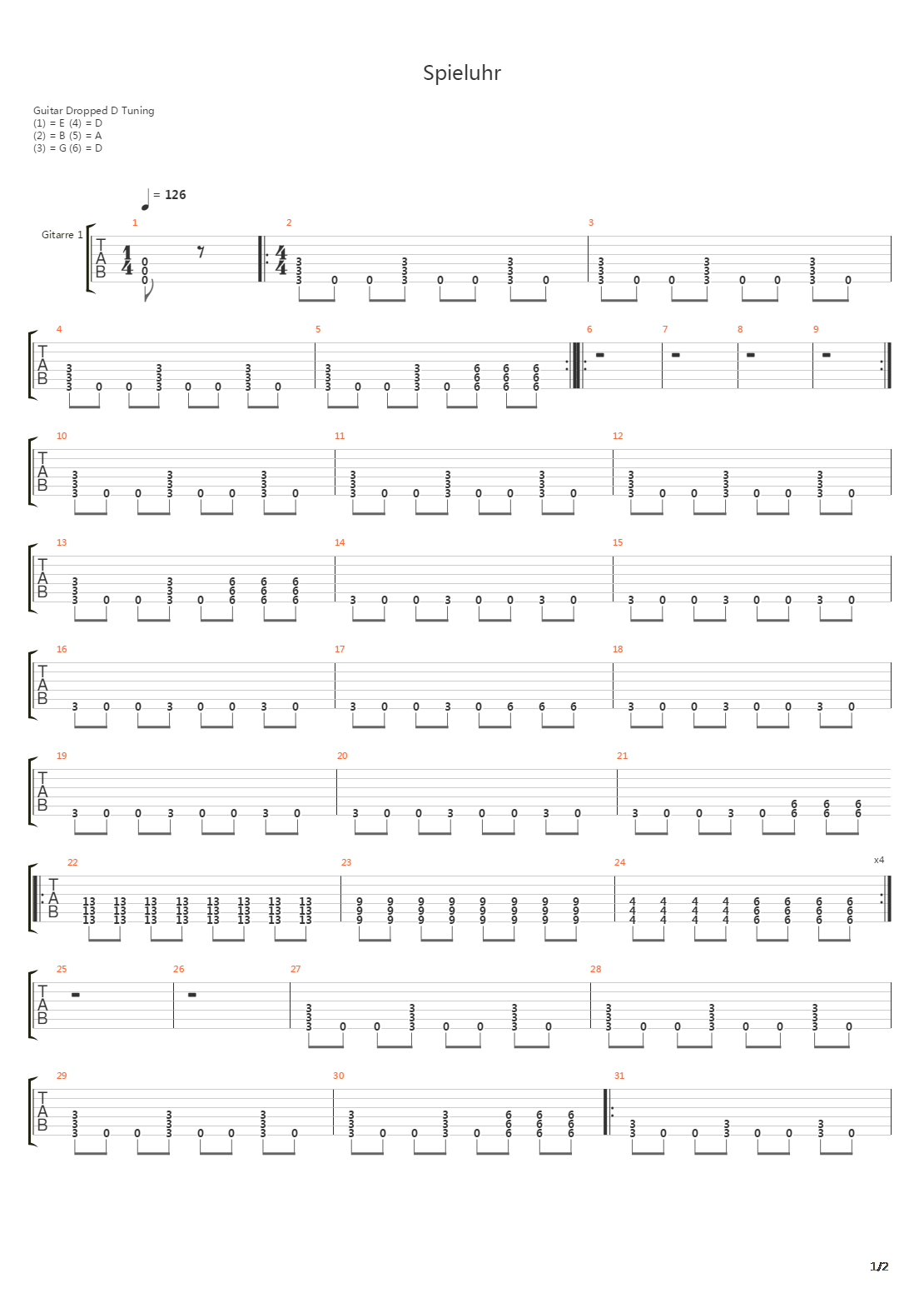 Spieluhr吉他谱