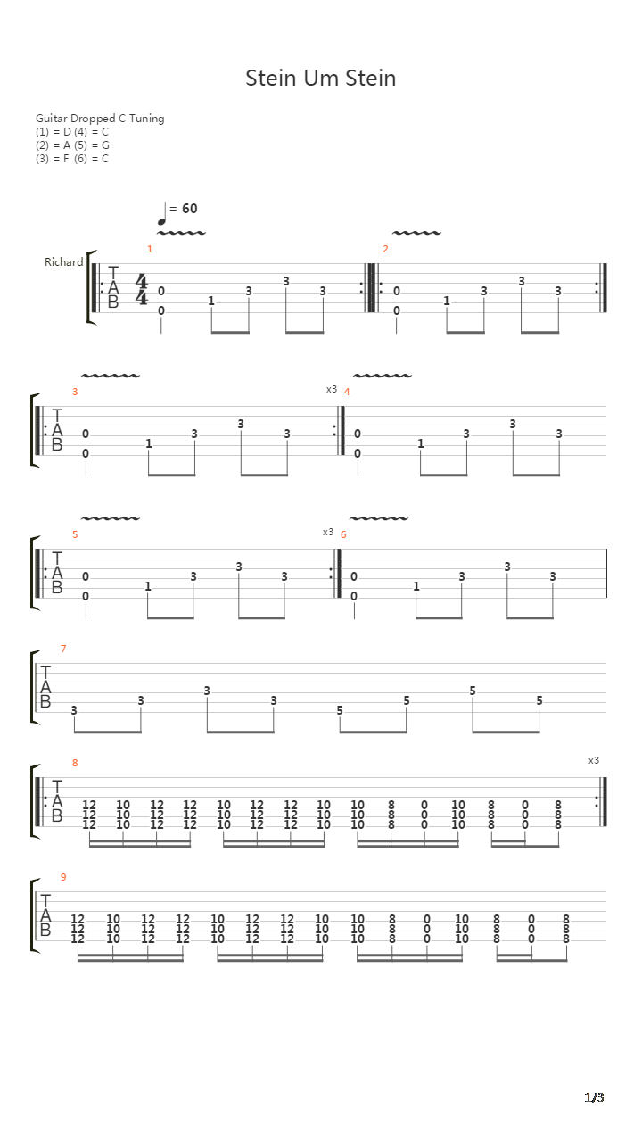 Stein Um Stein吉他谱