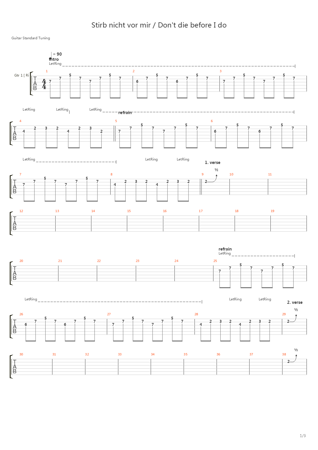 Stirb Nicht Vor Mir Dont Die Before I Do吉他谱