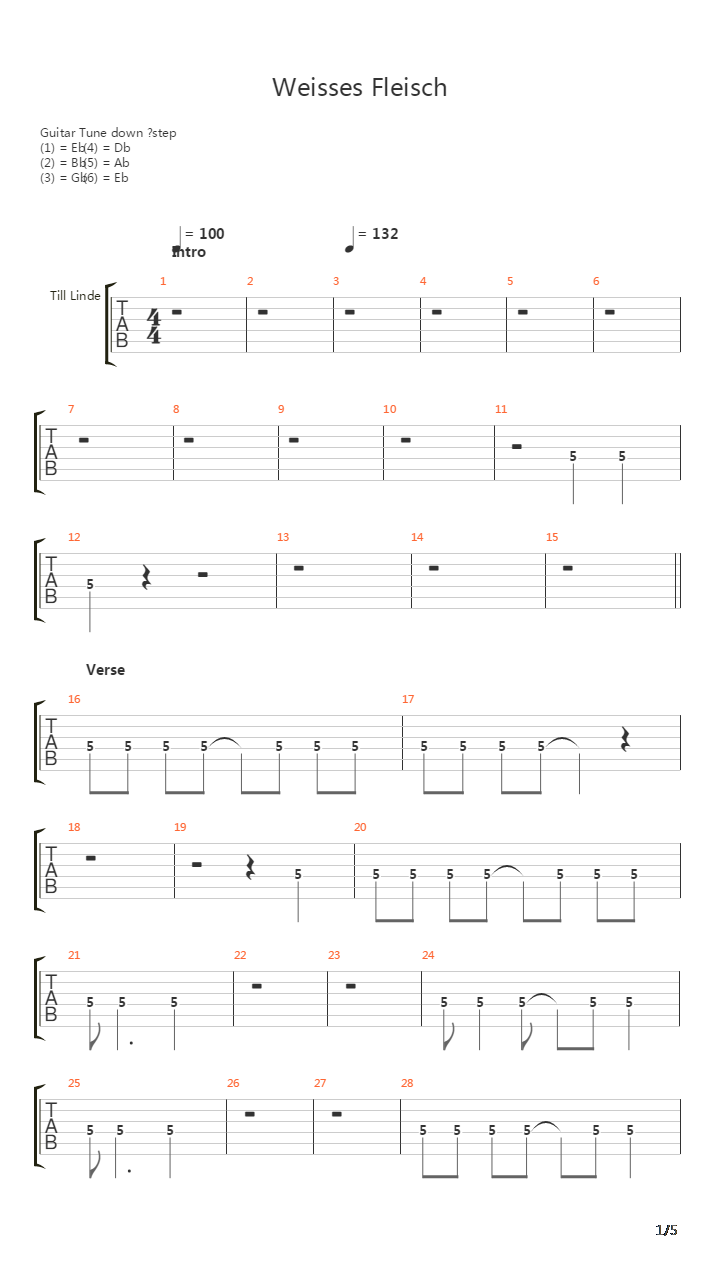 Weisses Fleisch吉他谱