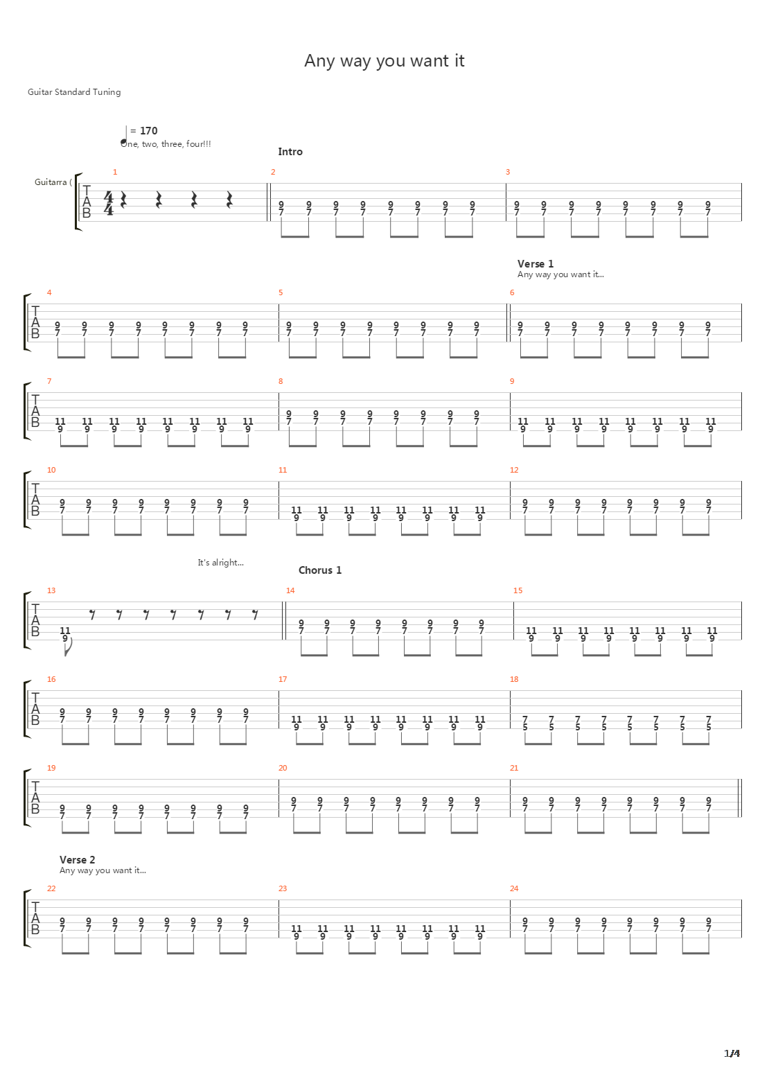 Any Way You Want It吉他谱