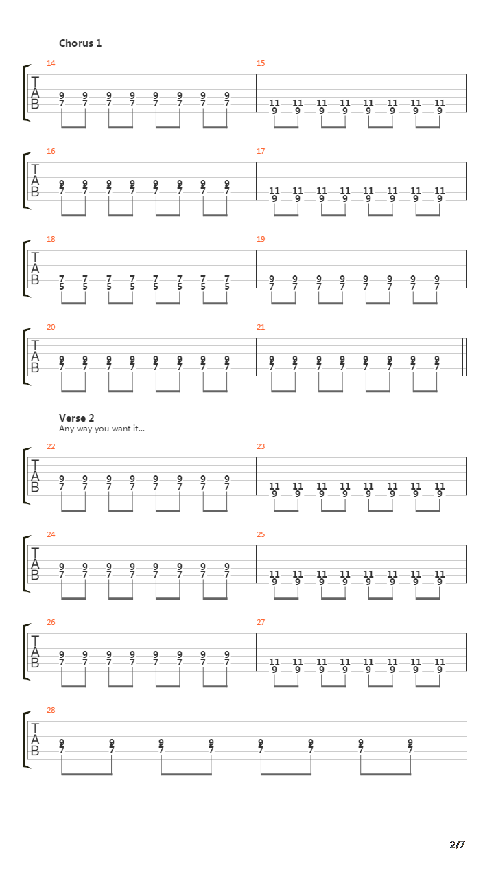 Any Way You Want It吉他谱
