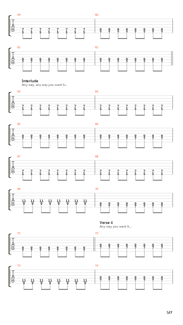 Any Way You Want It吉他谱