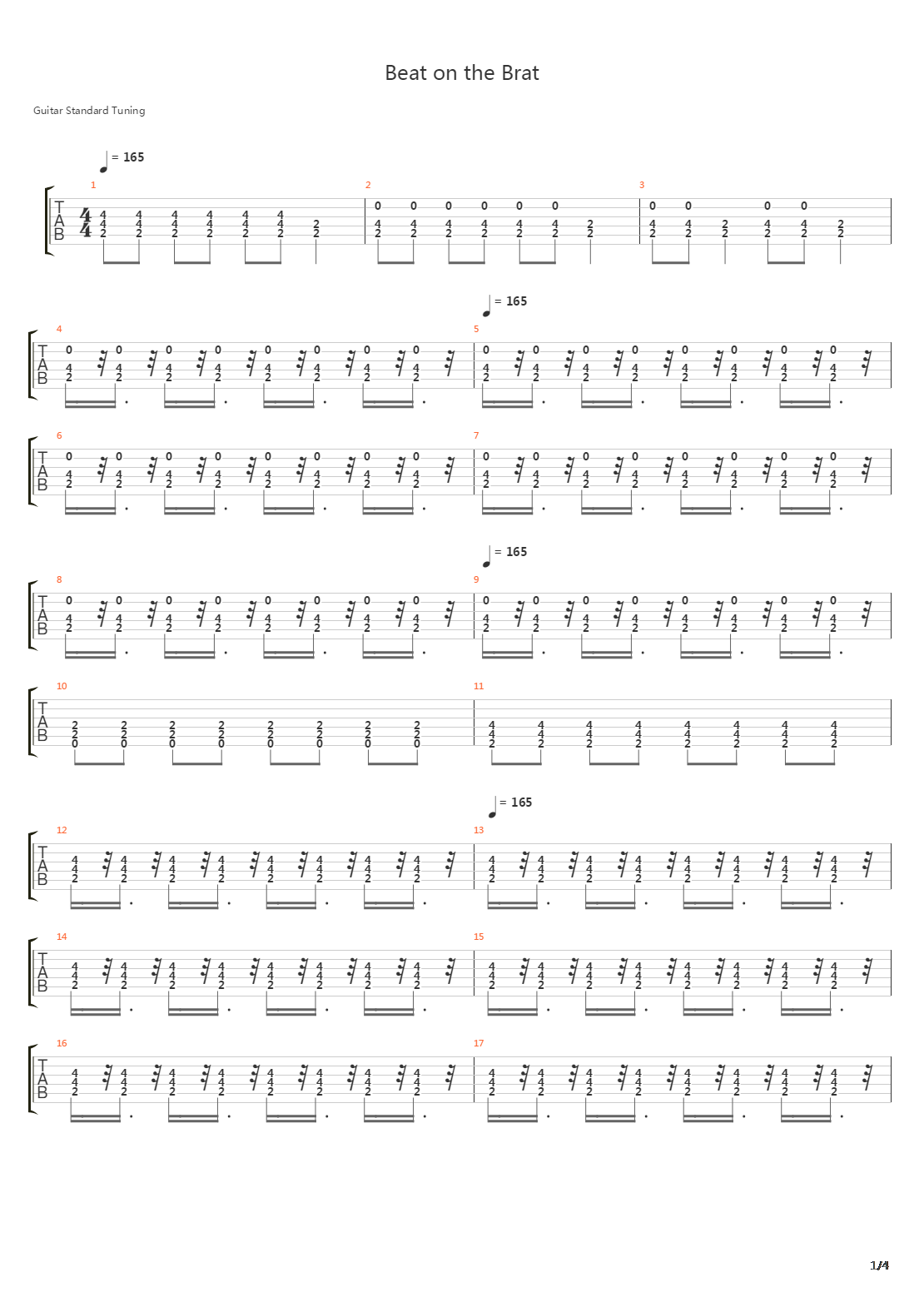 Beat On The Brat吉他谱