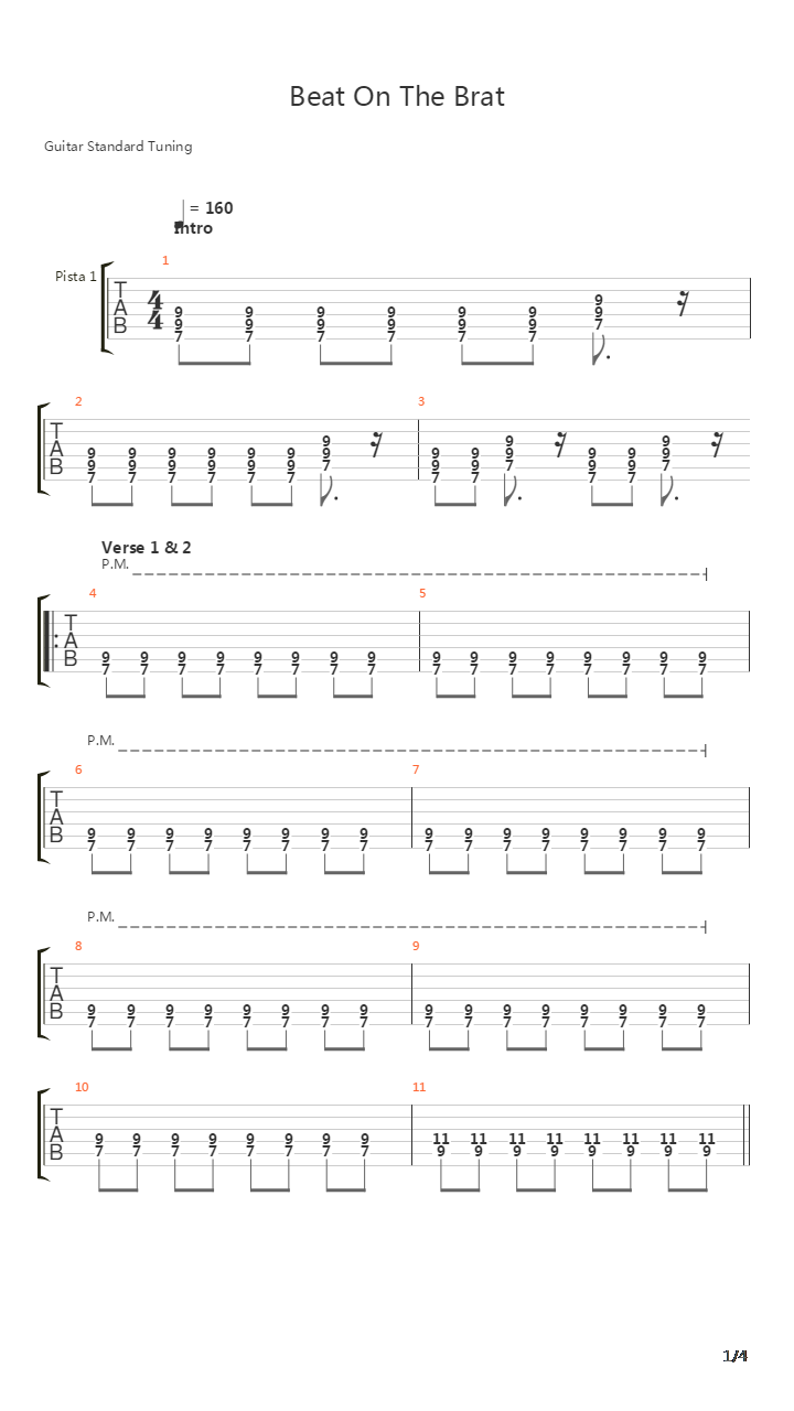 Beat On The Brat吉他谱