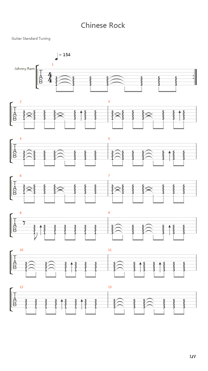 Chinese Rock吉他谱