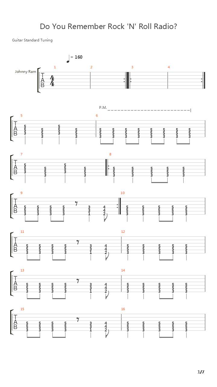 Do You Remember Rock N Roll Radio吉他谱
