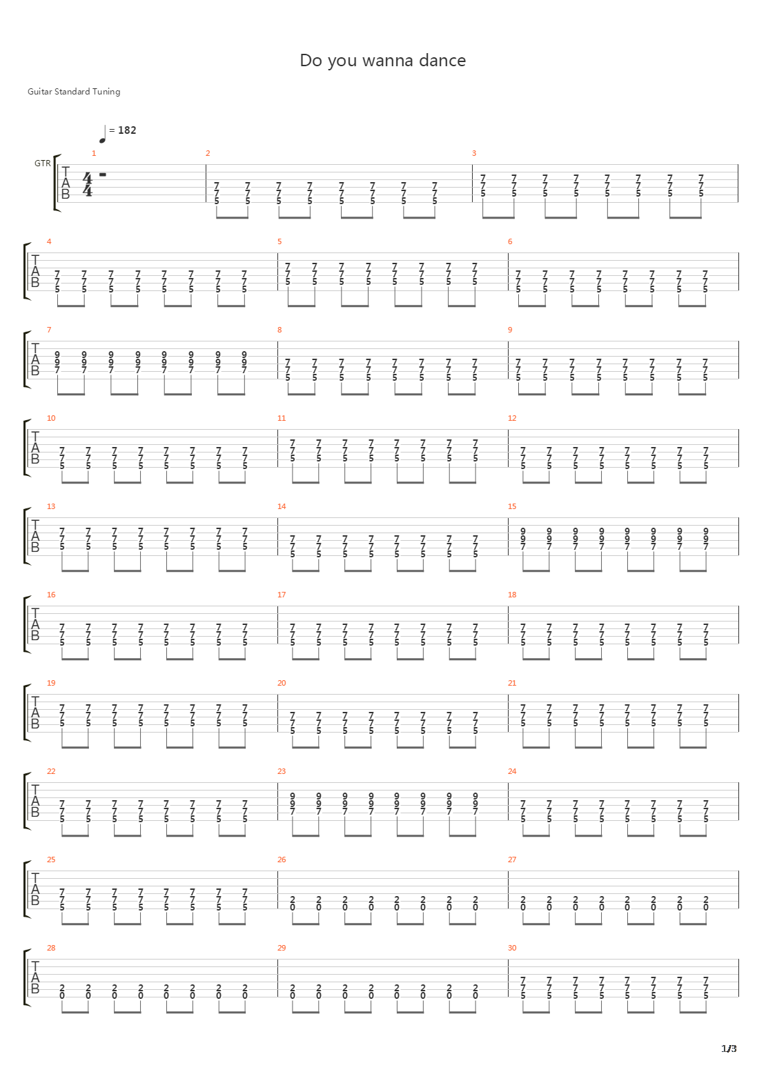Do You Wanna Dance吉他谱