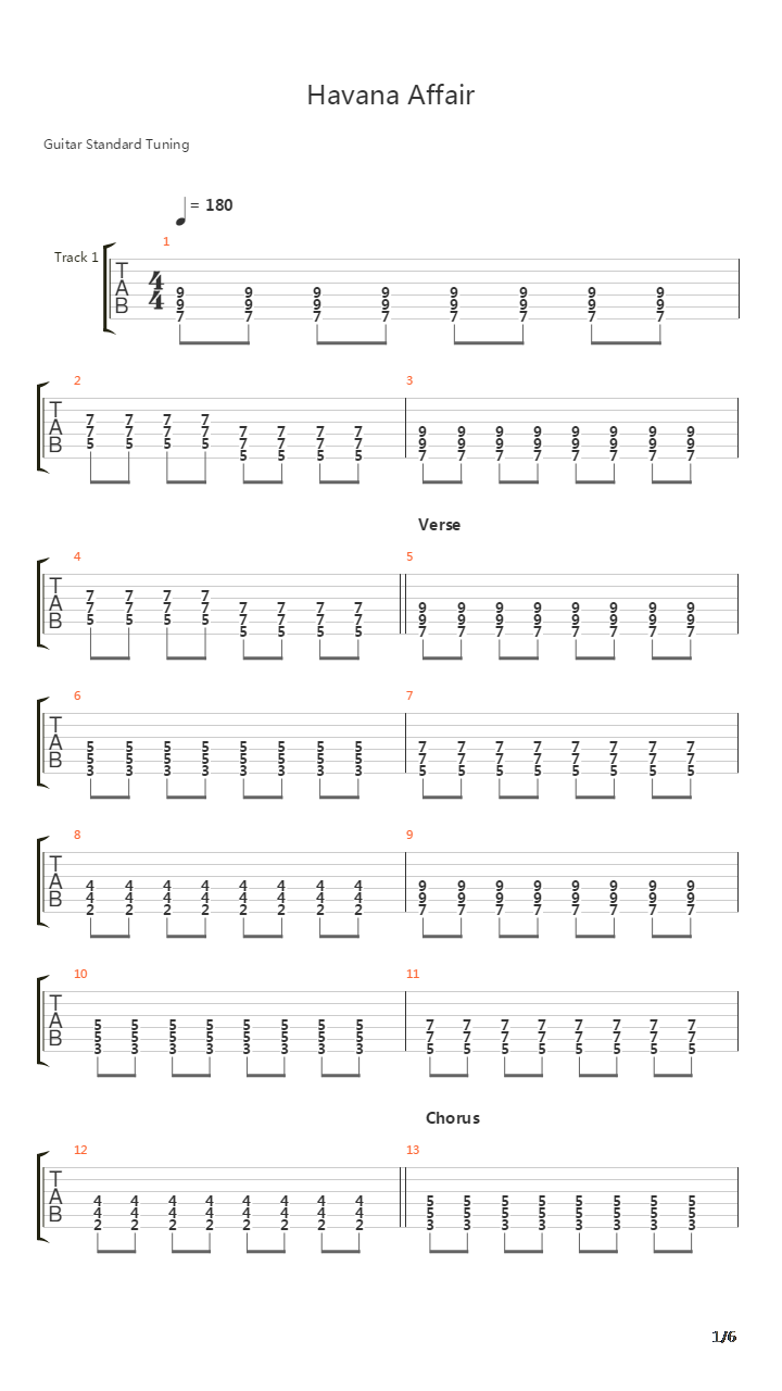 Havana Affair吉他谱