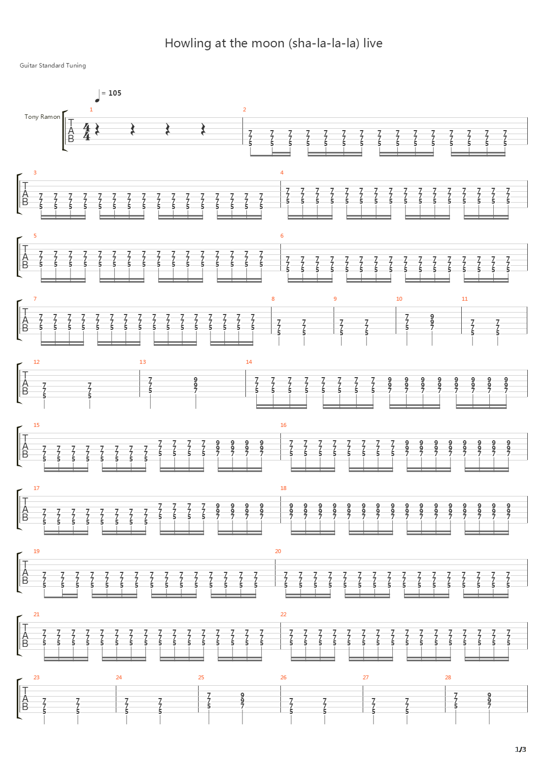 Howling At The Moon吉他谱