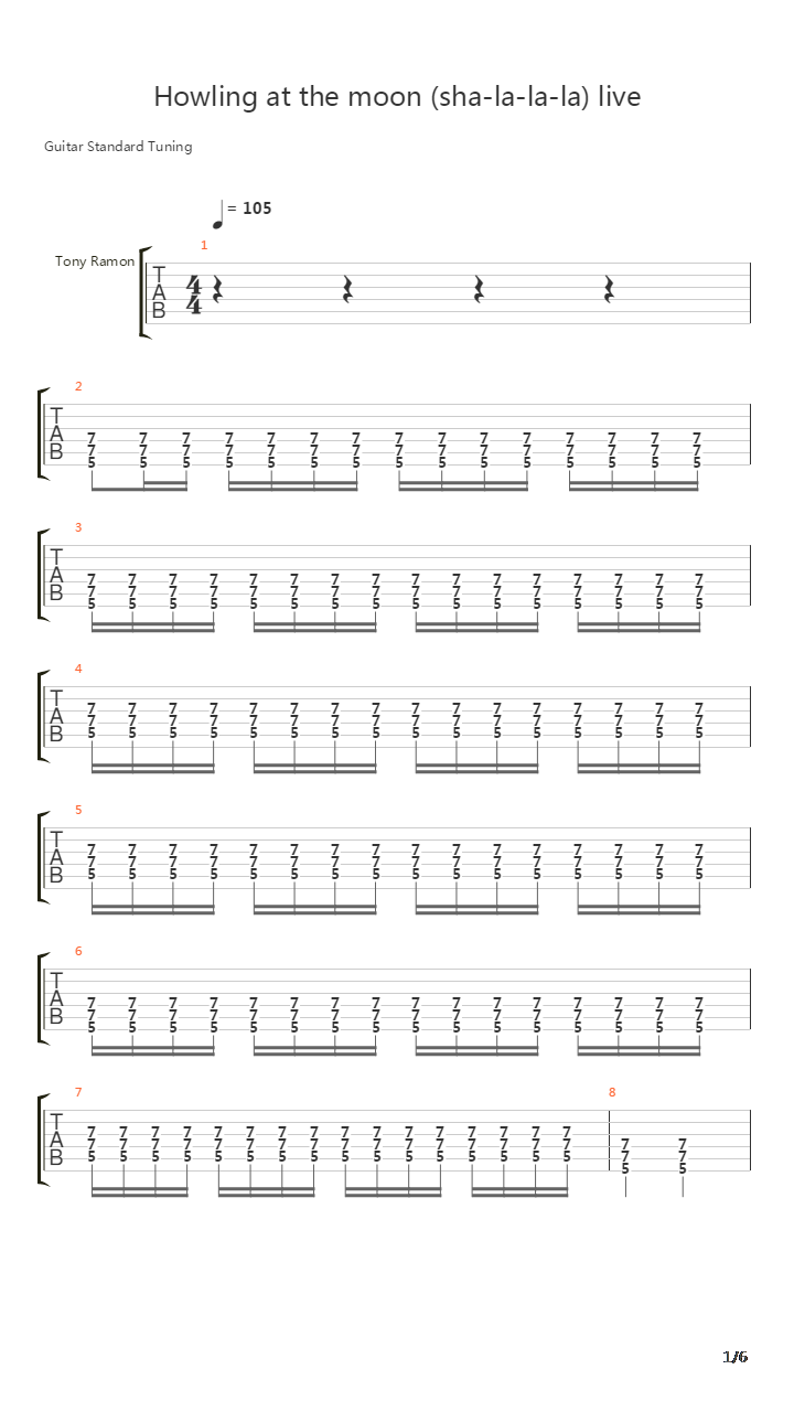 Howling At The Moon吉他谱