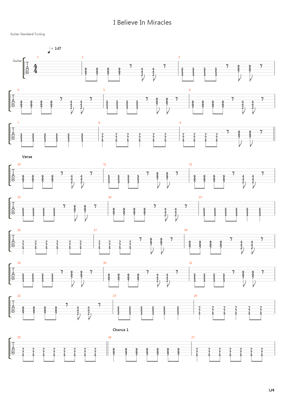 I Believe In Miracles吉他谱