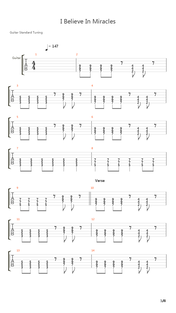 I Believe In Miracles吉他谱