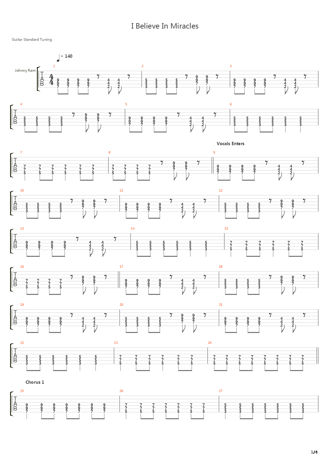 I Believe In Miracles吉他谱