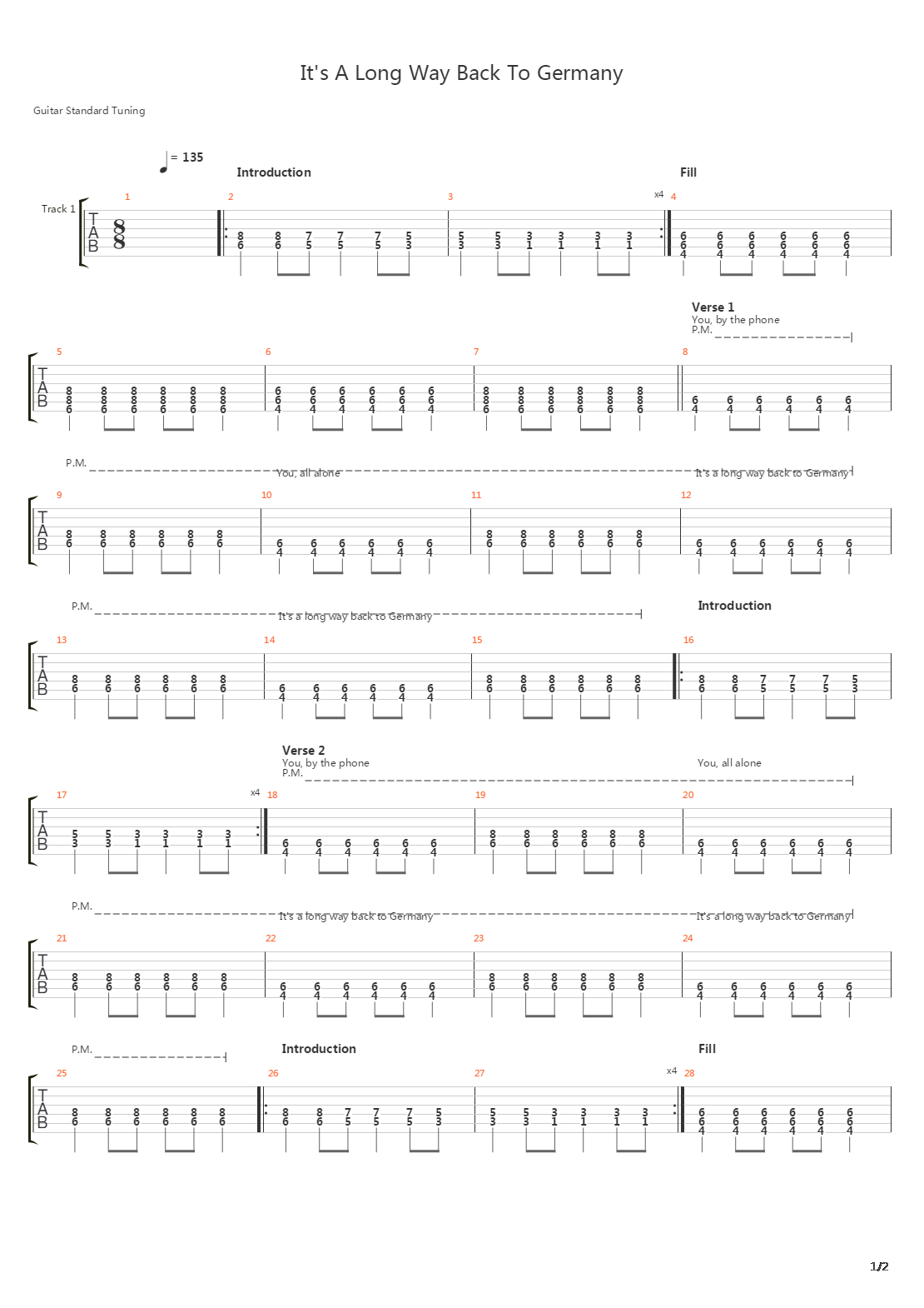 Its A Long Way Back To Germany吉他谱