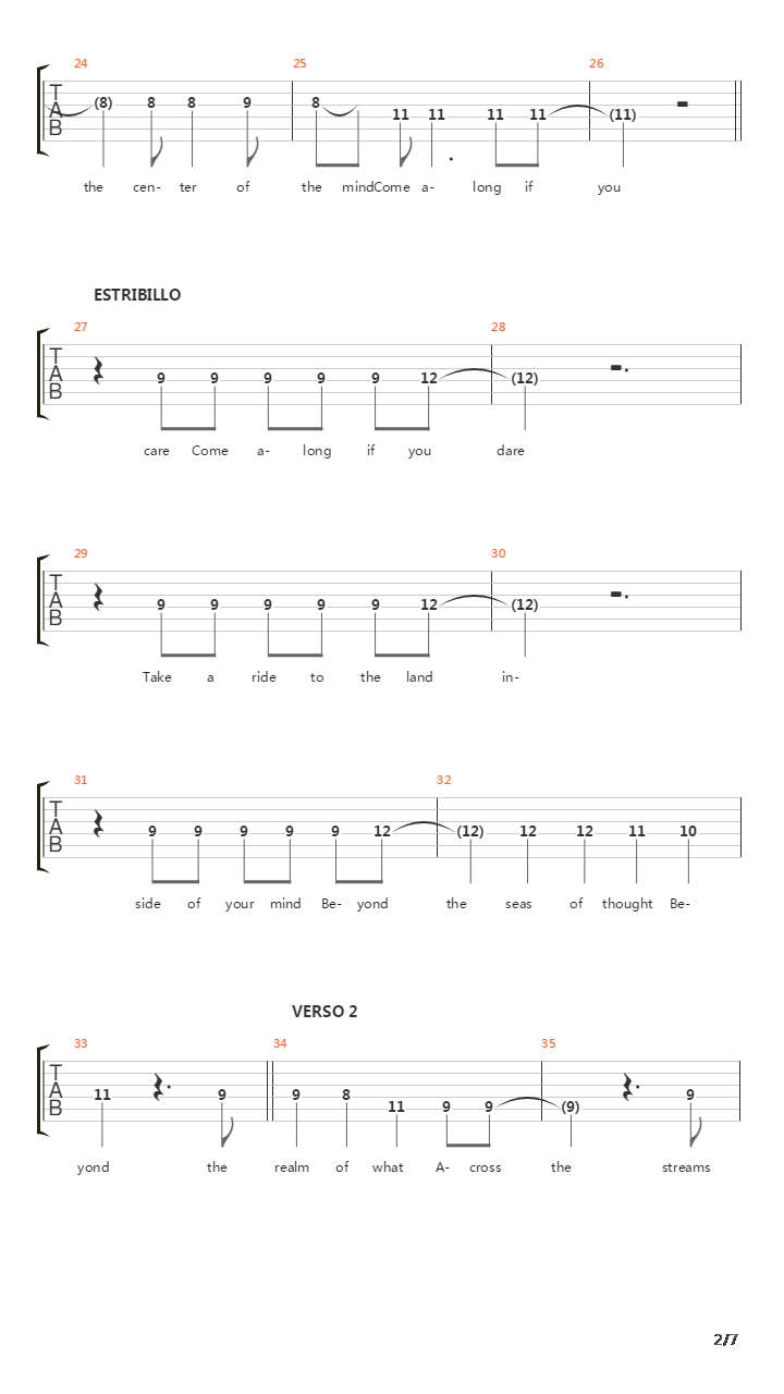 Journey To The Center Of The Mind吉他谱