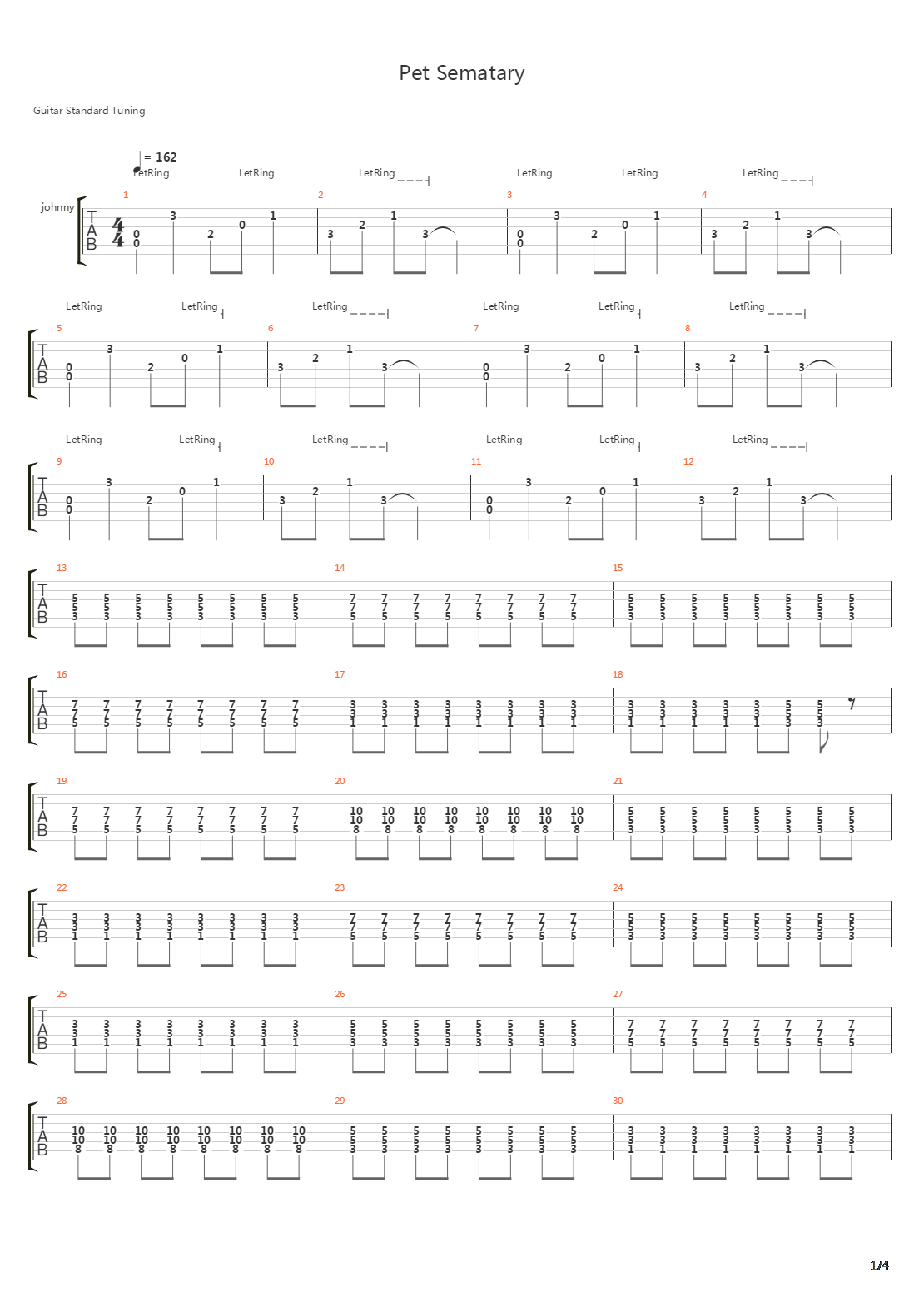 Pet Sematary吉他谱