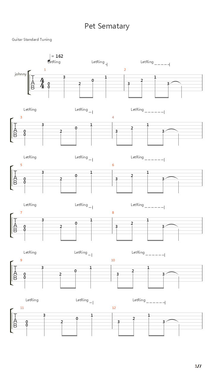 Pet Sematary吉他谱