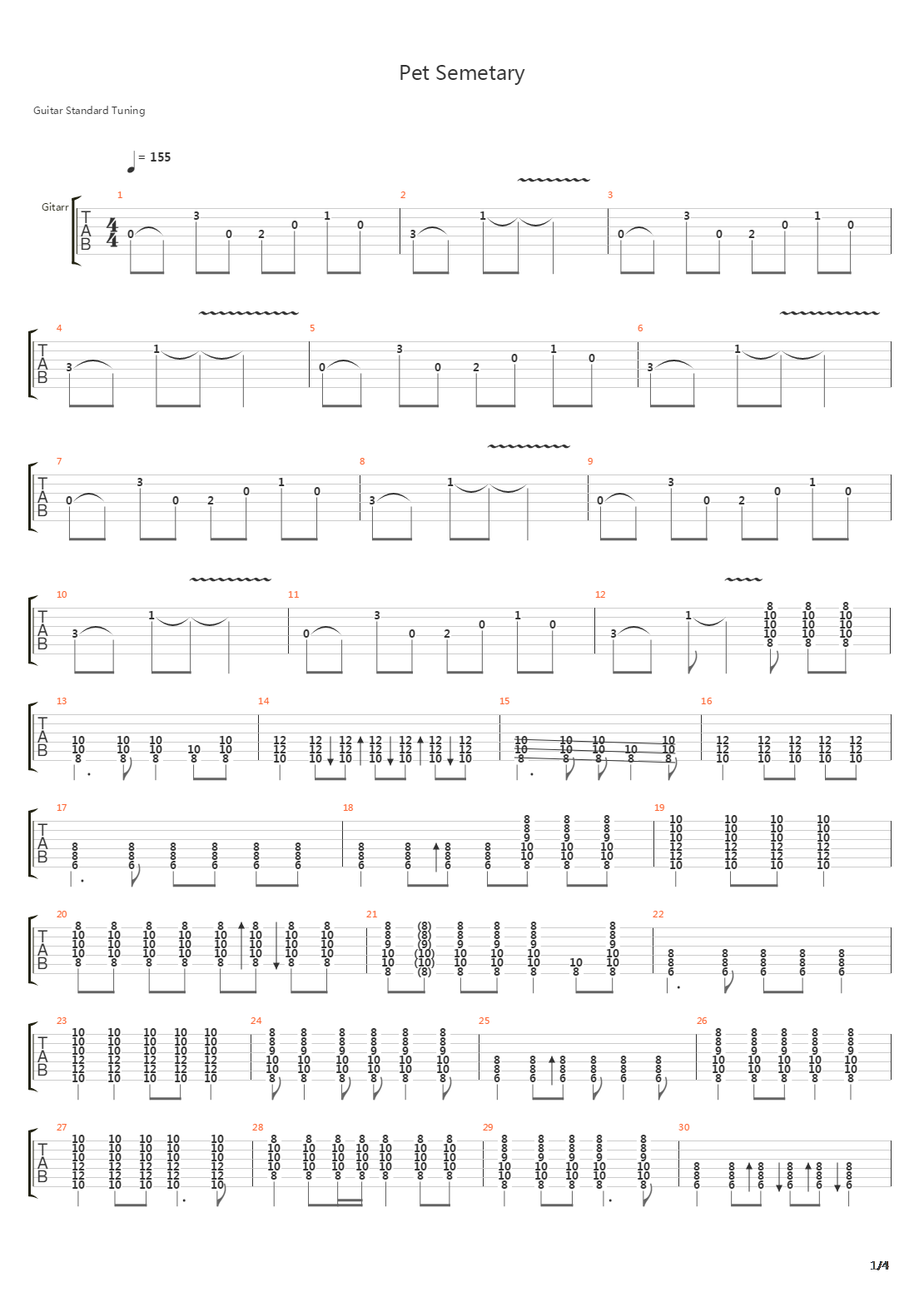 Pet Sematary吉他谱