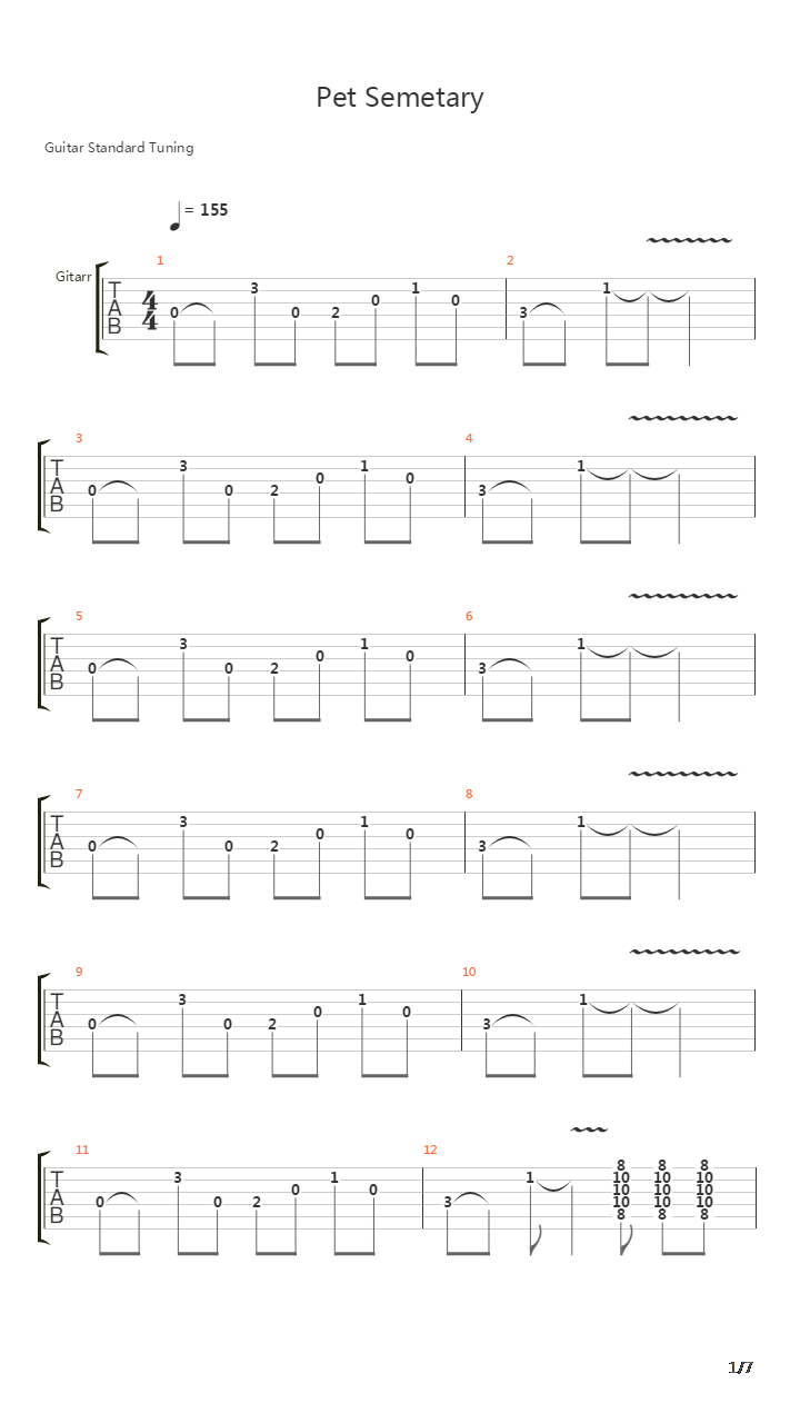 Pet Sematary吉他谱
