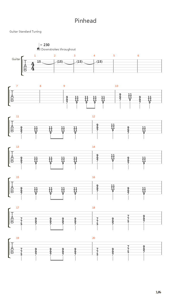 Pinhead吉他谱