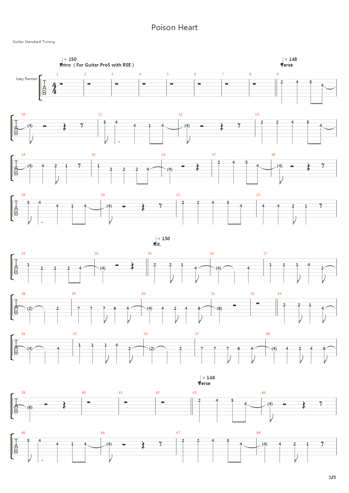 Poison Heart吉他谱