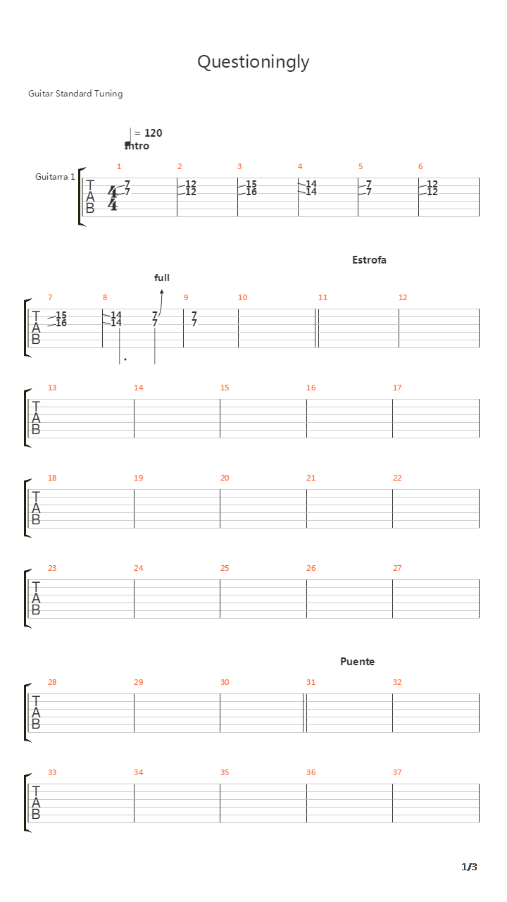 Questioningly吉他谱
