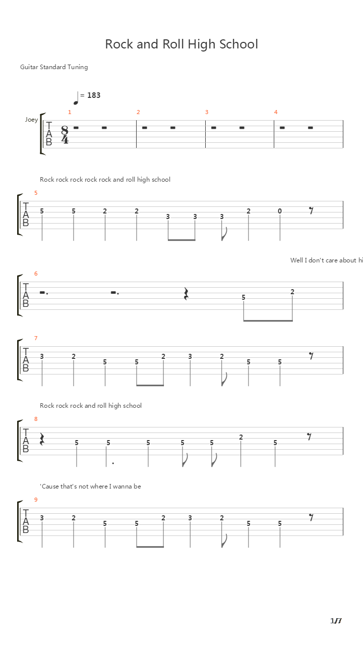 Rock And Roll High School吉他谱