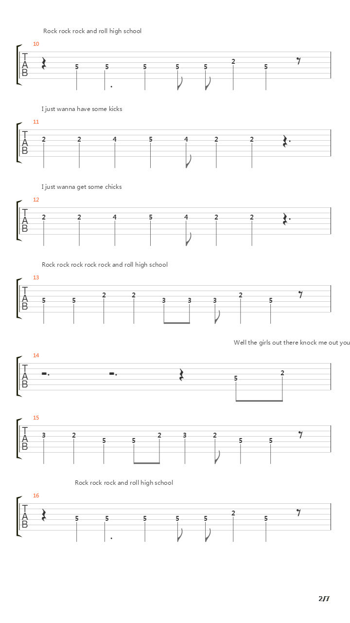 Rock And Roll High School吉他谱