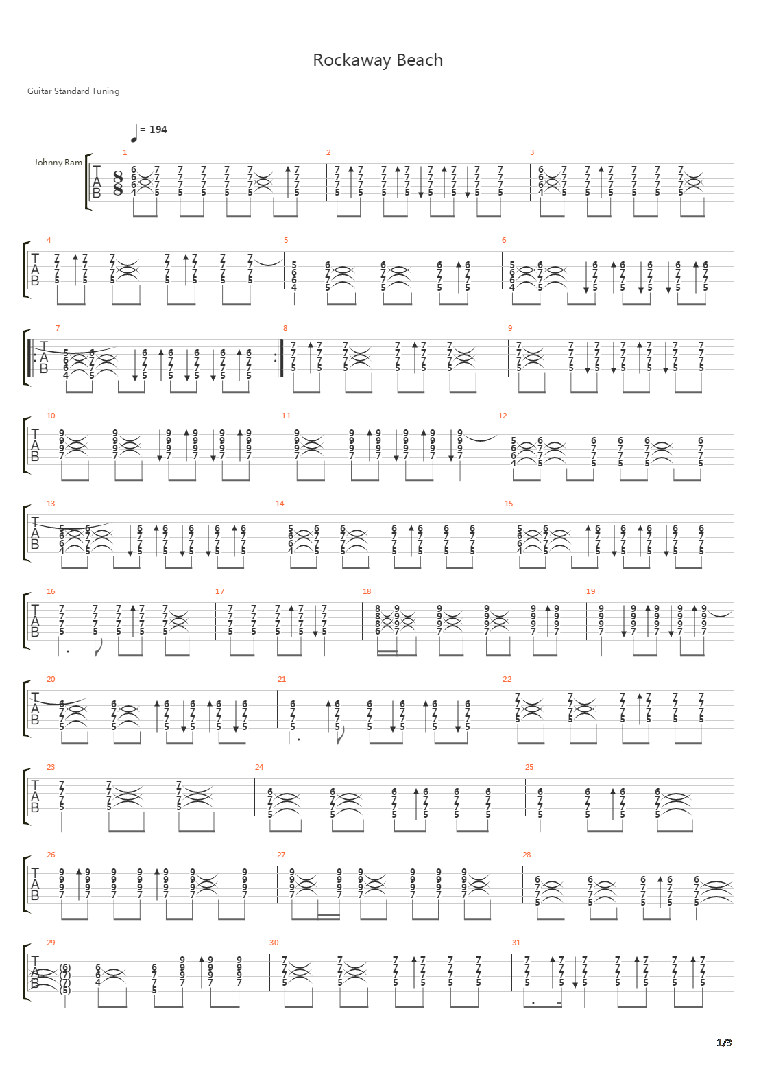 Rockaway Beach吉他谱