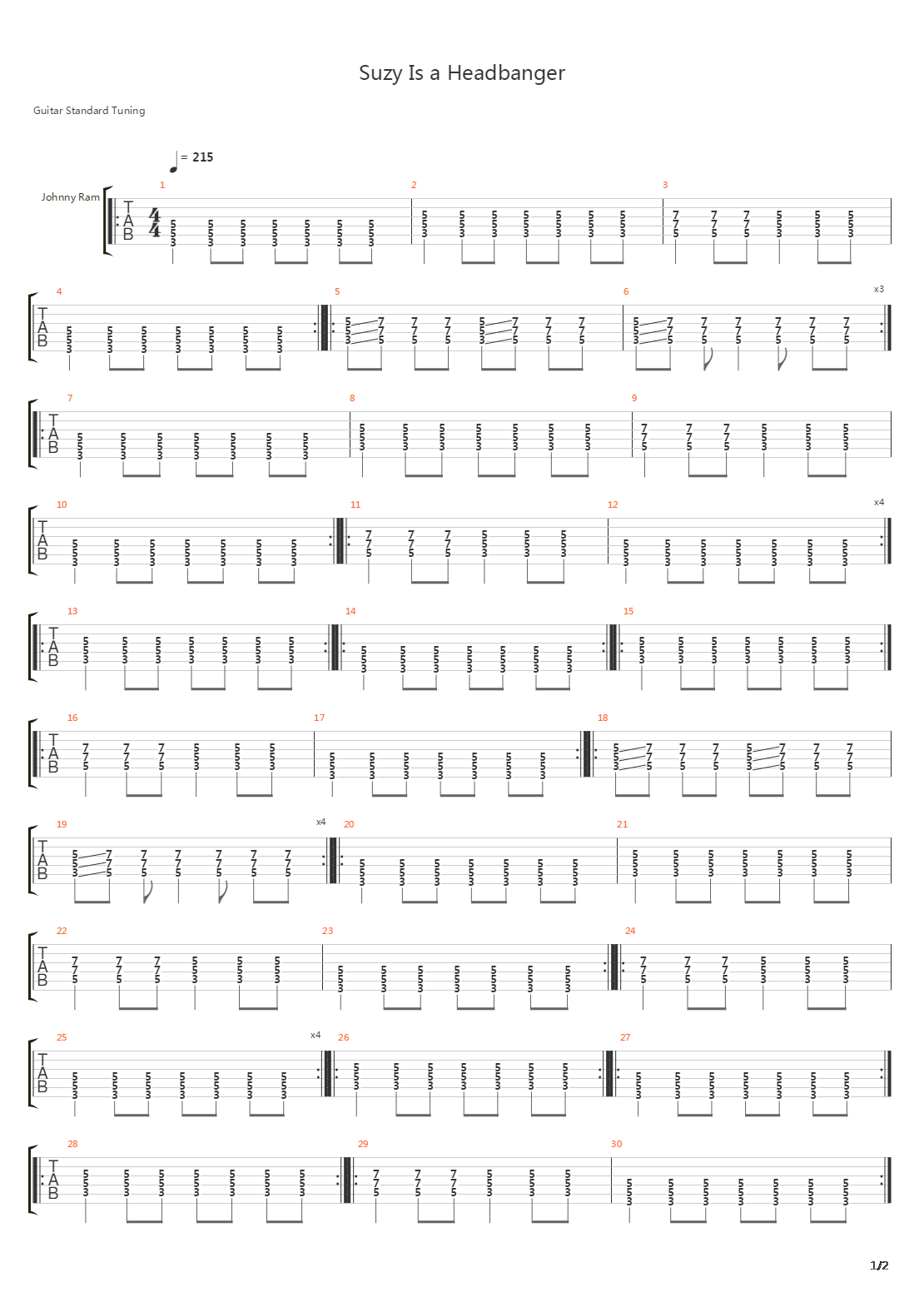 Suzy Is A Headbanger吉他谱