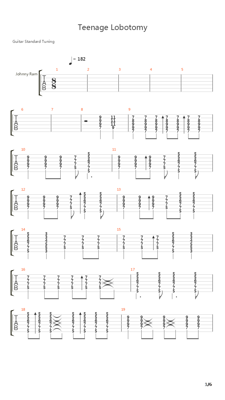 Teenage Lobotomy吉他谱