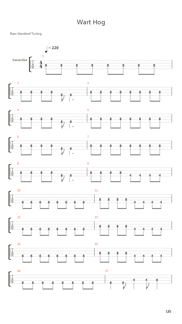 Wart Hog吉他谱