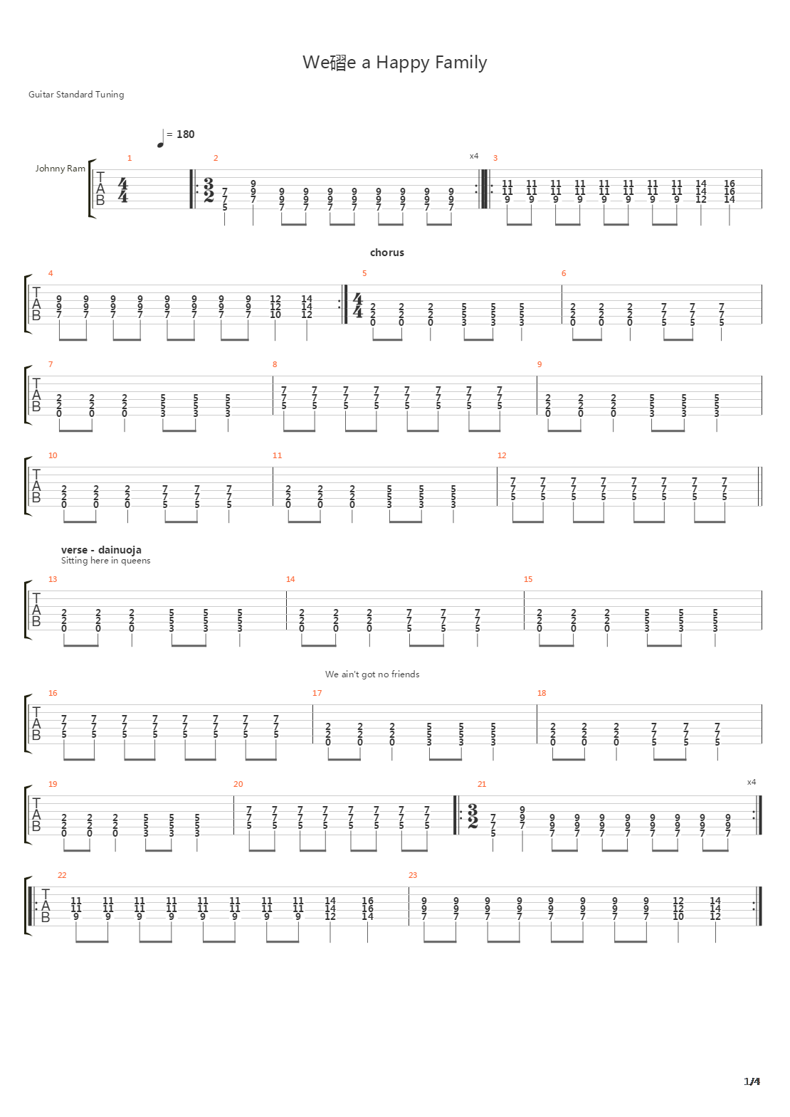 Were A Happy Family吉他谱