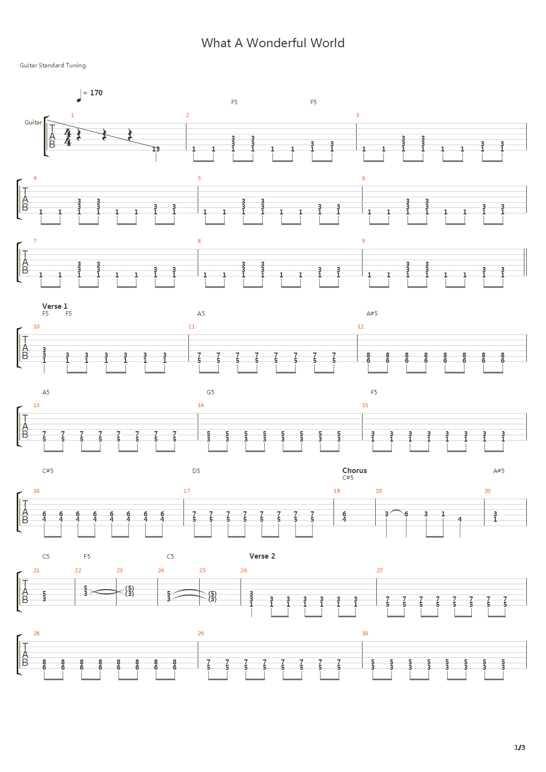 What A Wondeful World吉他谱
