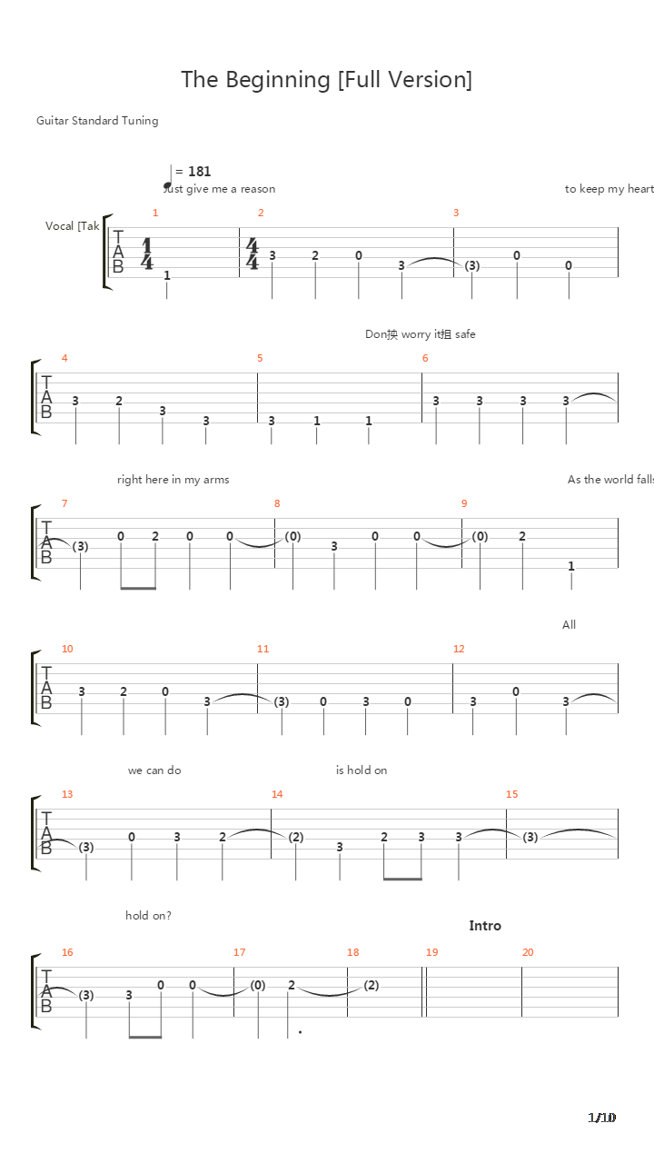 The Beginning吉他谱