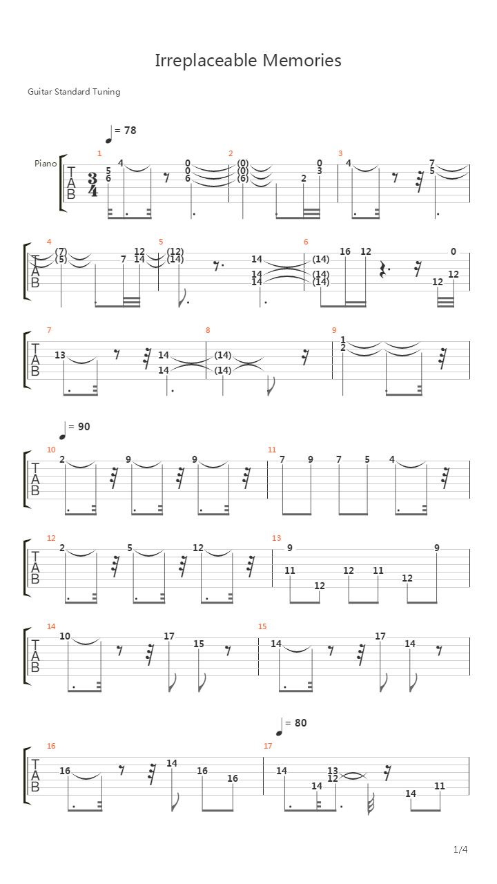 秋之回忆6 - Irreplaceable Memories(主题曲)吉他谱