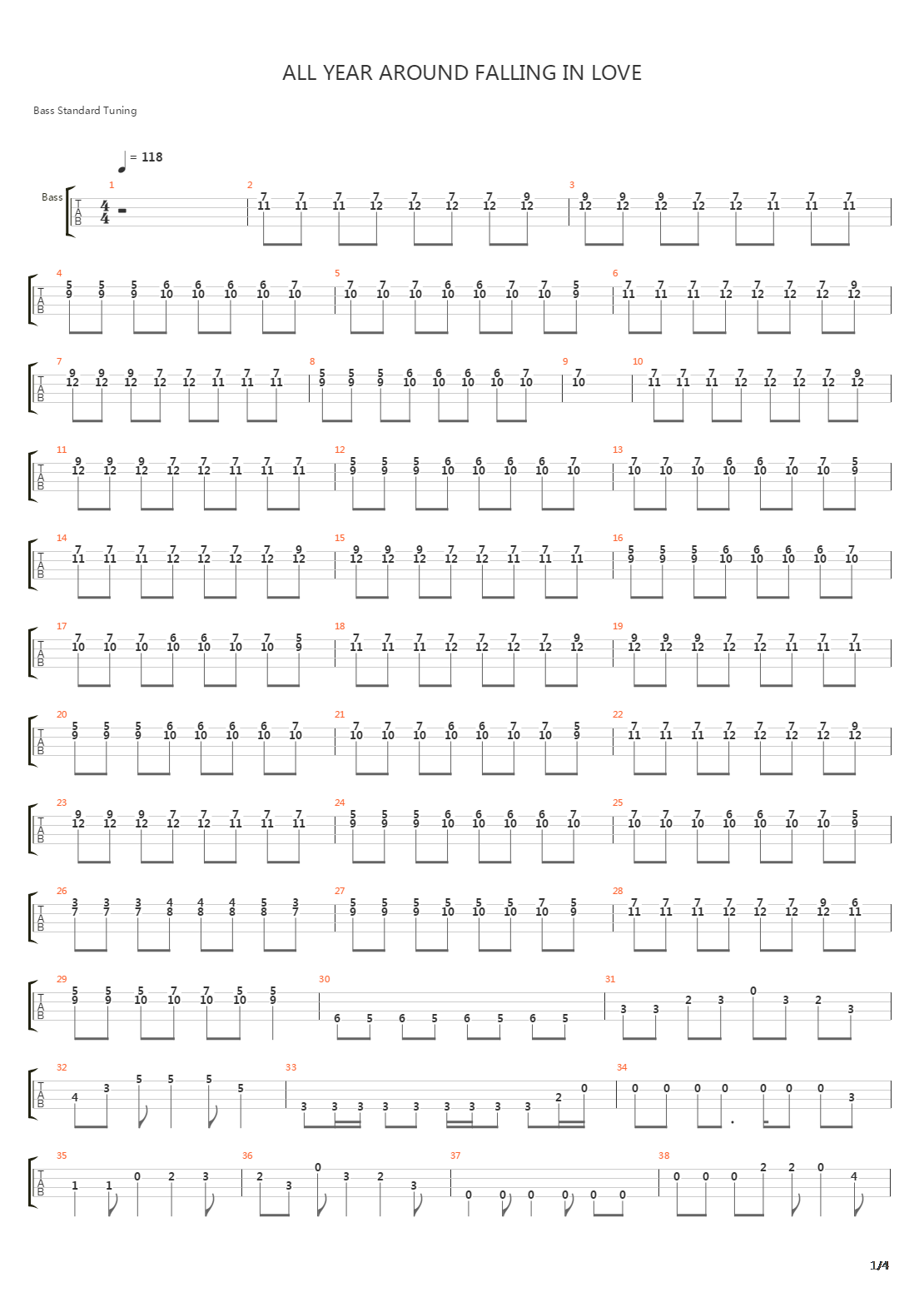 All Year Around Falling In Love吉他谱