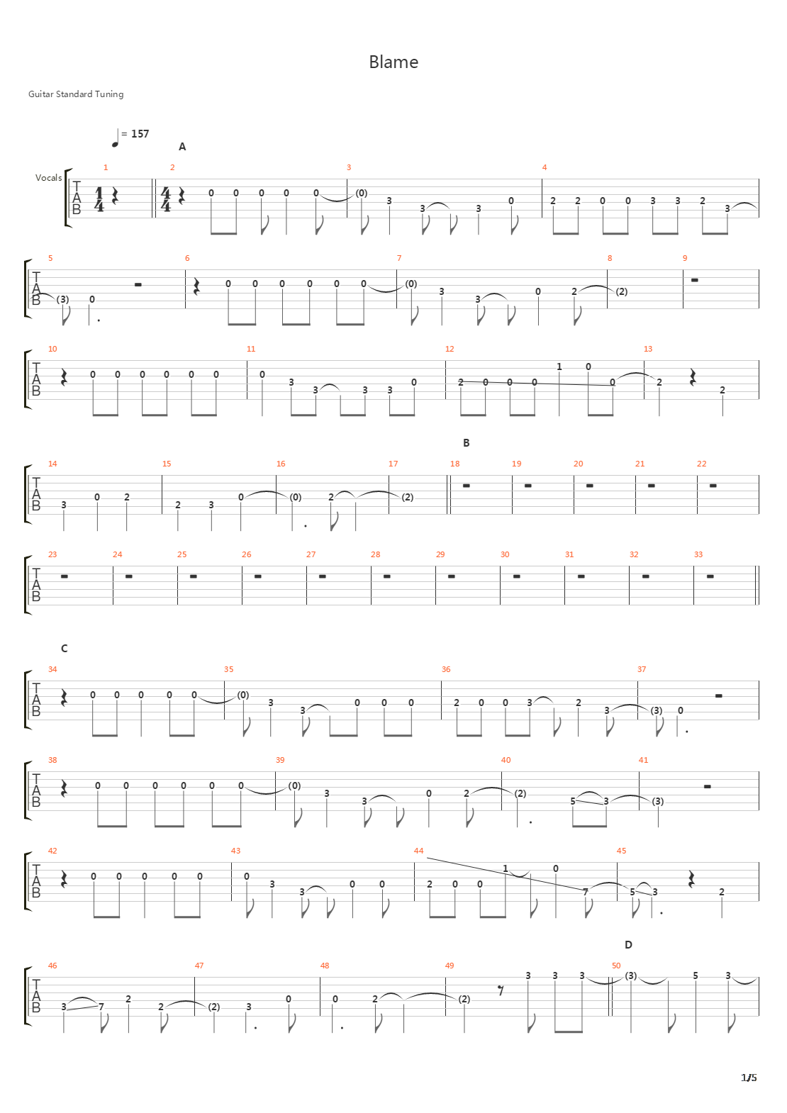 Blame吉他谱