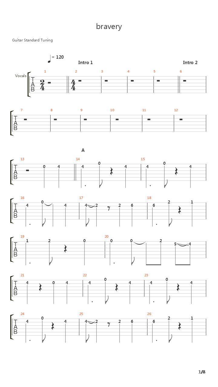 Bravery吉他谱