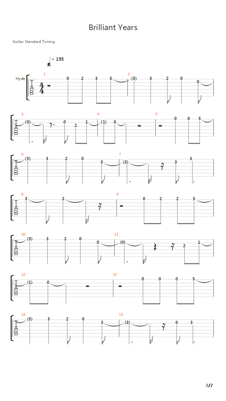 Brilliant Years吉他谱